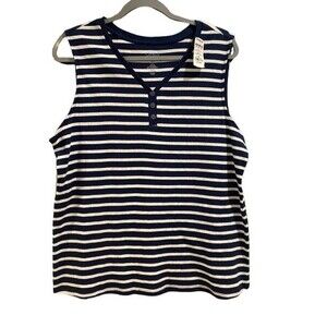 Women's XXL Tank Top Tunic Croft & Barrow Sleeveless V-neck w/ Buttons Cotton